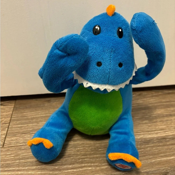 Giggles International Animated PEEK-A-BOO DINOSAUR Blue Soft Fur Plush 2015 - Picture 1 of 2